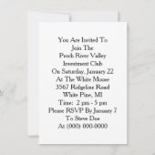 Uitnodigingen van unieke  Style Investment Club (Achterkant)