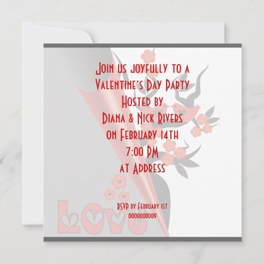 Uitnodigingen van Valentijnsdag Party (Achterkant)
