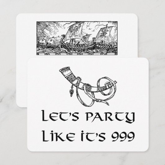 Uitnodigingen van Viking Party (Voorkant / Achterkant)