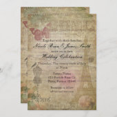 Uitnodigingen van Vintage Paris Chic Wedding Party (Voorkant / Achterkant)
