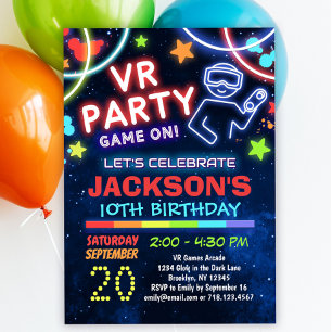 Uitnodigingen van virtuele Reality VR Birthday Par