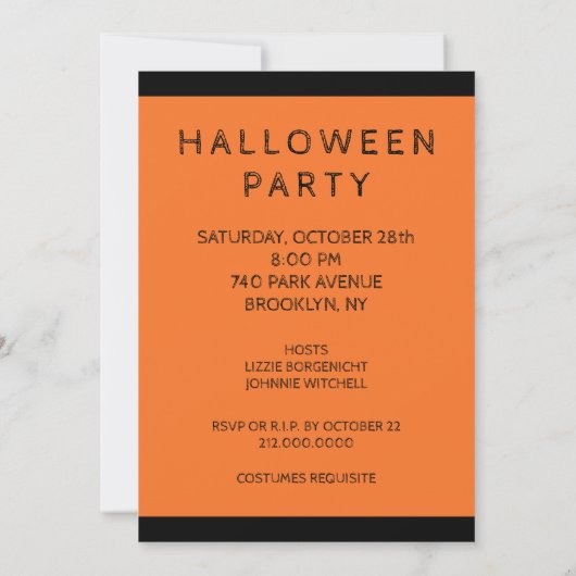 Uitnodigingen van volwassen Halloween-partijen (Achterkant)