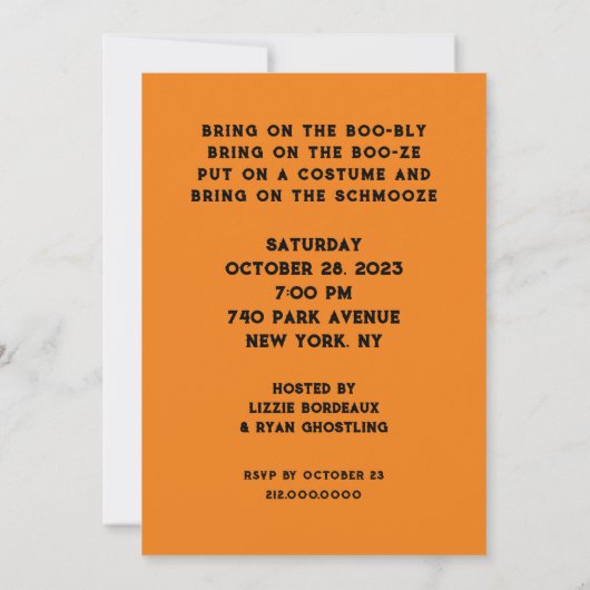 Uitnodigingen van volwassen Halloween-partijen (Achterkant)