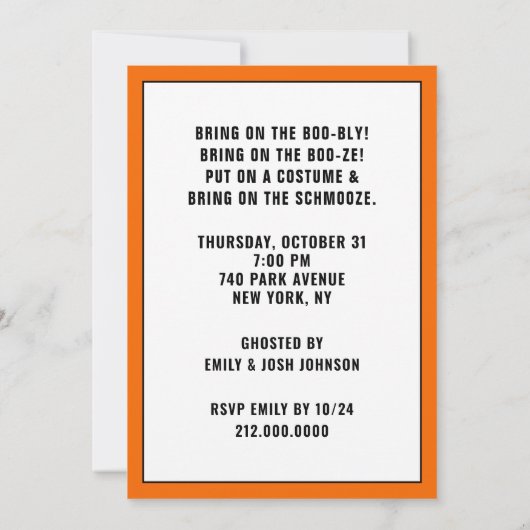 Uitnodigingen van volwassen Halloween-partijen (Achterkant)