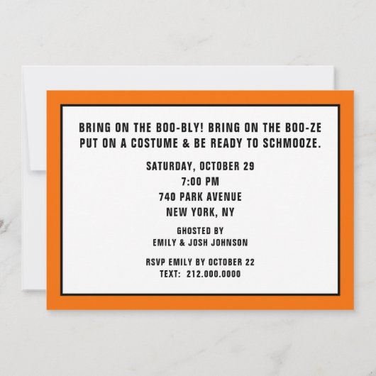 Uitnodigingen van volwassen Halloween-partijen (Achterkant)