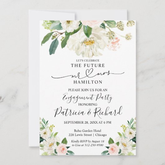 Uitnodigingen van waterverf Engagement Party (Voorkant)