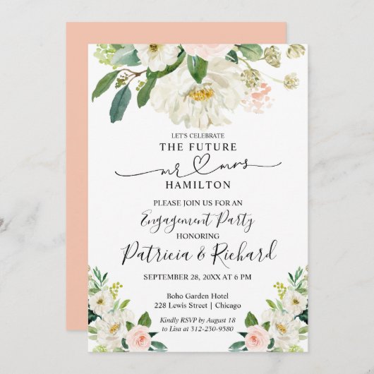 Uitnodigingen van waterverf Engagement Party (Voorkant / Achterkant)