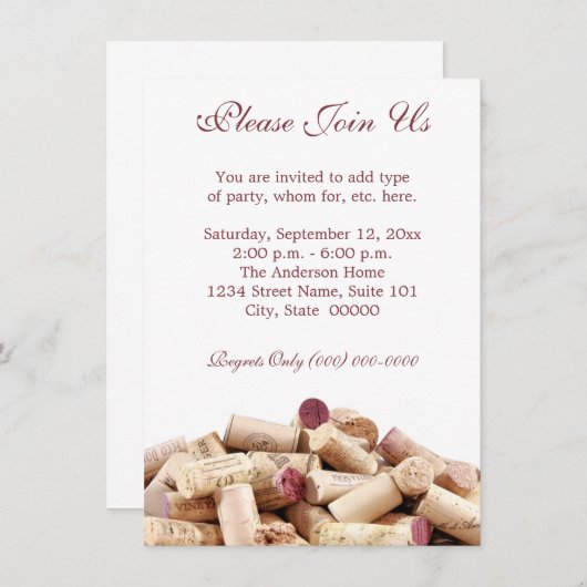 Uitnodigingen van wijnkurken (Voorkant / Achterkant)