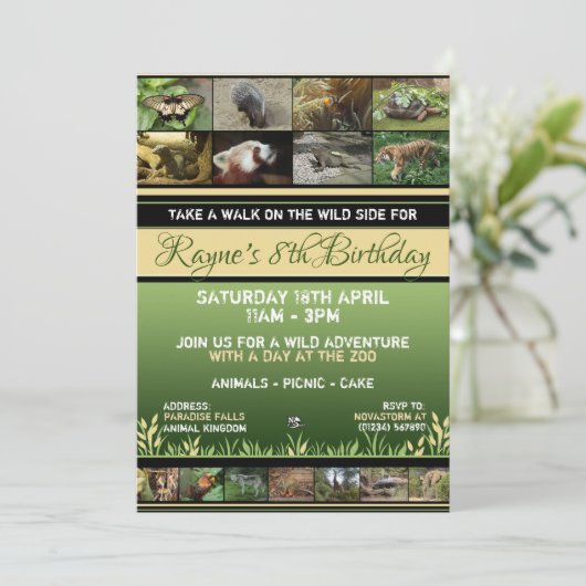 Uitnodigingen van Wildlife Zoo Party (Staand voorkant)