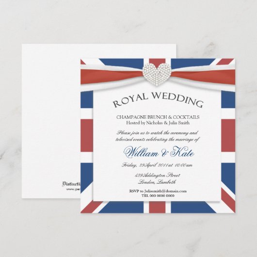 Uitnodigingen van William & Kate Wedding Watch Par (Voorkant / Achterkant)