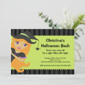 Uitnodigingen van Witch Halloween Bash Halloween P (Staand voorkant)
