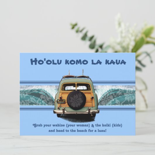 Uitnodigingen van Woody Wave Luau (Staand voorkant)