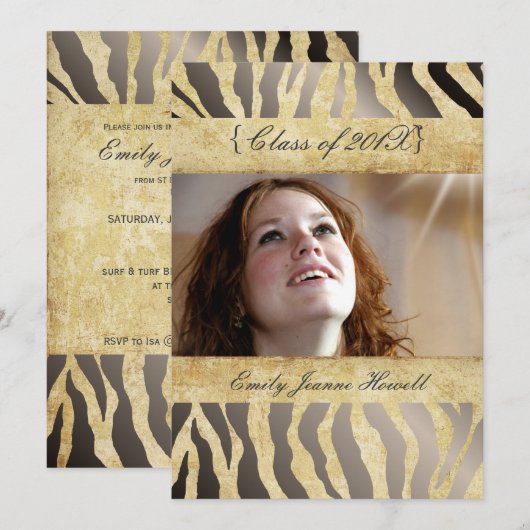 Uitnodigingen van Zebra/Afstuderen (Voorkant / Achterkant)