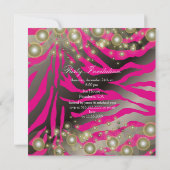 Uitnodigingen van zebra, champagnebubbels (Achterkant)