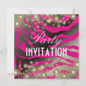 Uitnodigingen van zebra, champagnebubbels (Voorkant)