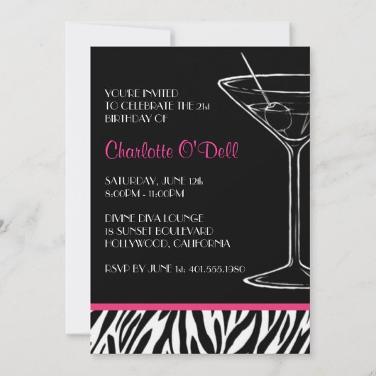 Uitnodigingen van Zebra Print Party (Voorkant)