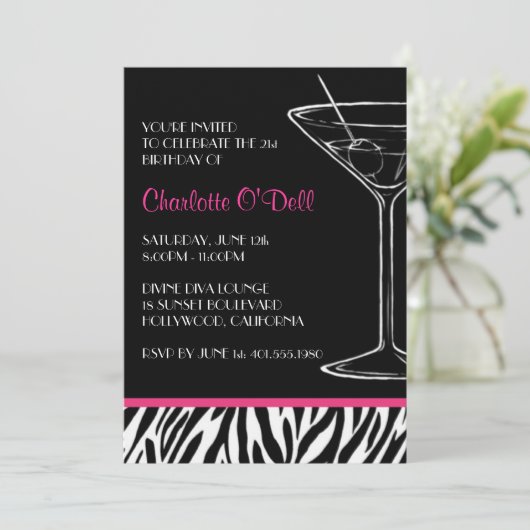 Uitnodigingen van Zebra Print Party (Staand voorkant)