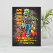 Uitnodigingen van Zombie Halloween Party (Staand voorkant)