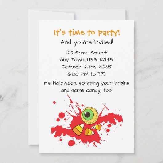 Uitnodigingen van Zombie Halloween Party (Achterkant)