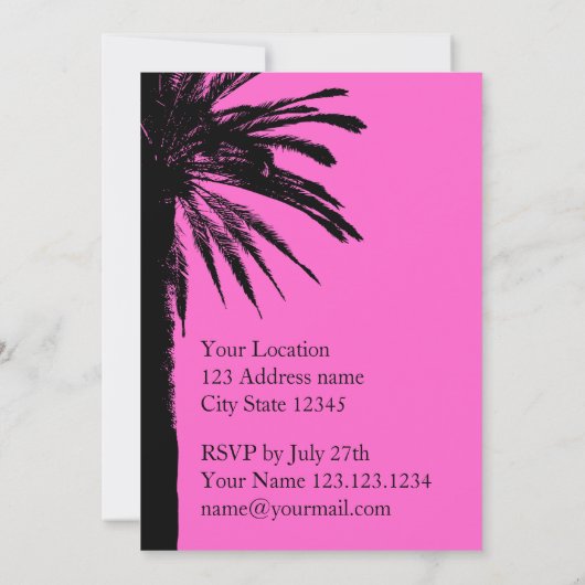 Uitnodigingen van zomerpartijen voor neonroze en p (Achterkant)