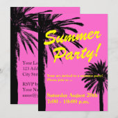 Uitnodigingen van zomerpartijen voor neonroze en p (Voorkant / Achterkant)