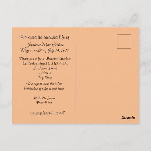 Uitnodigingen viering van het leven Zonsondergang (Achterkant)