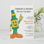 Uitnodigingen voor 100ste verjaardag Bier Grappig (Staand voorkant)