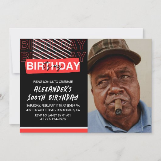 Uitnodigingen voor 100ste verjaardag mannen feest (Voorkant)