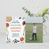 Uitnodigingen voor 10-jarige sportverjaardag (Staand voorkant)