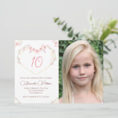 Uitnodigingen voor 10e verjaardag Boho Bloemen Fot (Staand voorkant)