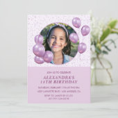 Uitnodigingen voor 11e verjaardag Ballonnen Foto P (Staand voorkant)