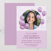 Uitnodigingen voor 11e verjaardag Ballonnen Foto P (Voorkant / Achterkant)