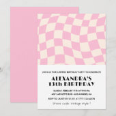Uitnodigingen voor 13e verjaardag Checkered Retro  (Voorkant / Achterkant)