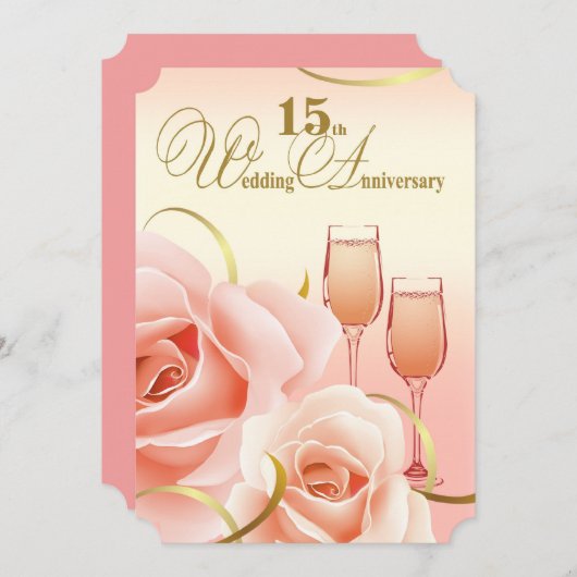Uitnodigingen voor 15e trouwfeest (Voorkant / Achterkant)