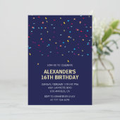 Uitnodigingen voor 16e verjaardag Mannen Confetti (Staand voorkant)