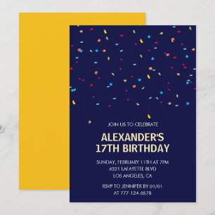 Uitnodigingen voor 17e verjaardag Mannen Confetti
