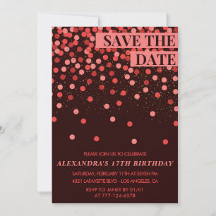 Uitnodigingen voor 17e verjaardag Save the date Co