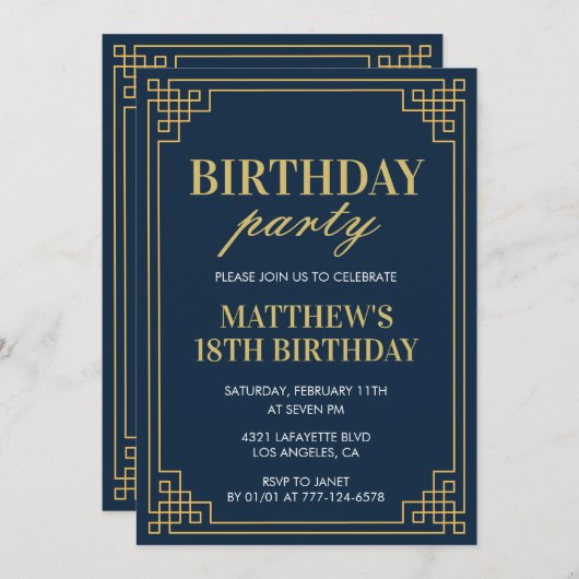 Uitnodigingen voor 18e verjaardag Verjaardagsfeest (Voorkant / Achterkant)