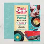 Uitnodigingen voor 1950-themaparty 2 (Voorkant / Achterkant)