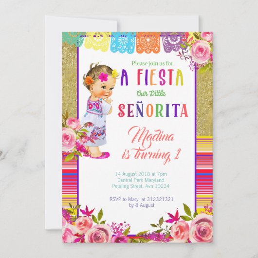 Uitnodigingen voor 1 Mexicaanse verjaardag (Voorkant)