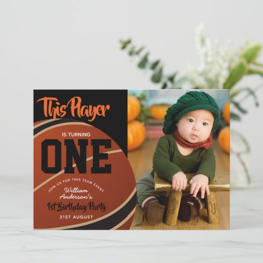 UITNODIGINGEN VOOR 1e VERJAARDAG BASKETBAL JONGENS (Staand voorkant)