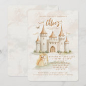 🏰✨ Uitnodigingen voor 1e verjaardagsfeestje van d (Voorkant / Achterkant)