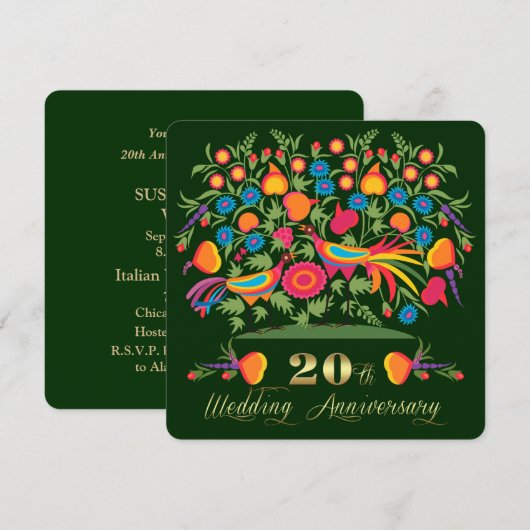 Uitnodigingen voor 20-jarig huwelijksfeest (Voorkant / Achterkant)