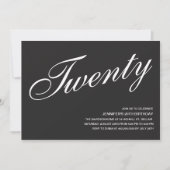 Uitnodigingen voor 20e verjaardag zwart-wit (Voorkant)