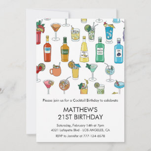 Uitnodigingen voor 21e verjaardag Cocktail Modern