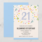 Uitnodigingen voor 21e verjaardag Confetti (Voorkant / Achterkant)