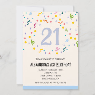 Uitnodigingen voor 21e verjaardag Confetti