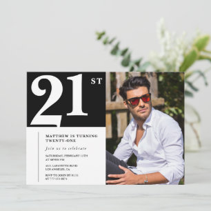 Uitnodigingen voor 21ste verjaardag Zwart Witte Fo
