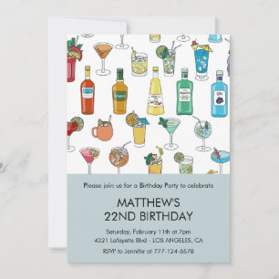 Uitnodigingen voor 22e verjaardag Cocktail Modern