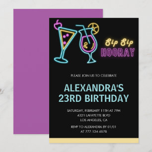 Uitnodigingen voor 23e verjaardag Cocktail Neon Gl